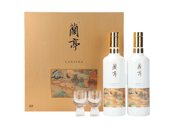 青岛会稽山兰亭黄酒回收国潮兰亭500ml*2礼盒装